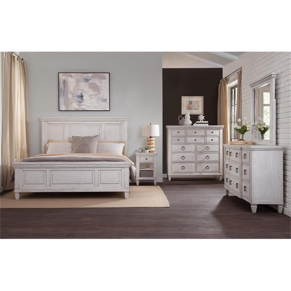 American Woodcrafters Salter Path Oyster White Wood 1-Drawer Storage Farmhouse Nightstand