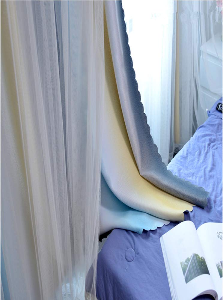 Yancorp Curtains For Girls Bedroom Kids Curtain Hollow-Out Star Window Drapes Curtain 63 Inches Length Room Darkening Grommet 2 Layers,1 Panel (Gray Blue, W52 X L63)