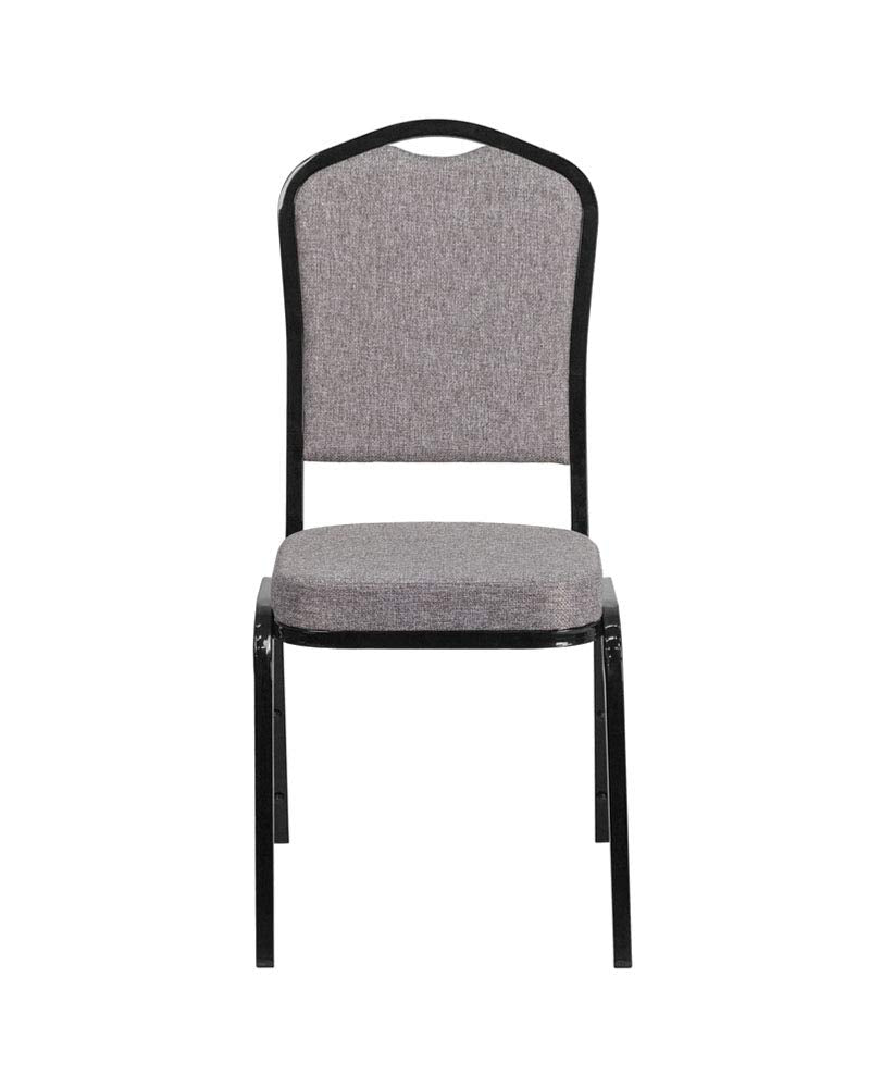 4 Pk. Stacking Chair with Gray Fabric and 2.5 Thick Seat - Black Frame