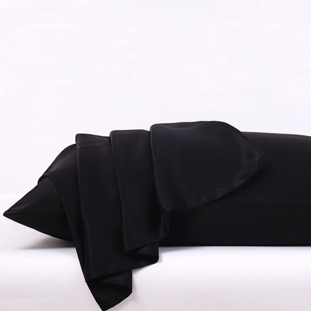 Organic Silk Pillowcase Black For Hair And Skin Made In Usa, 22 Momme Mulberry Silk Pillow Case With Zipper, 6A Grade Pure Natur