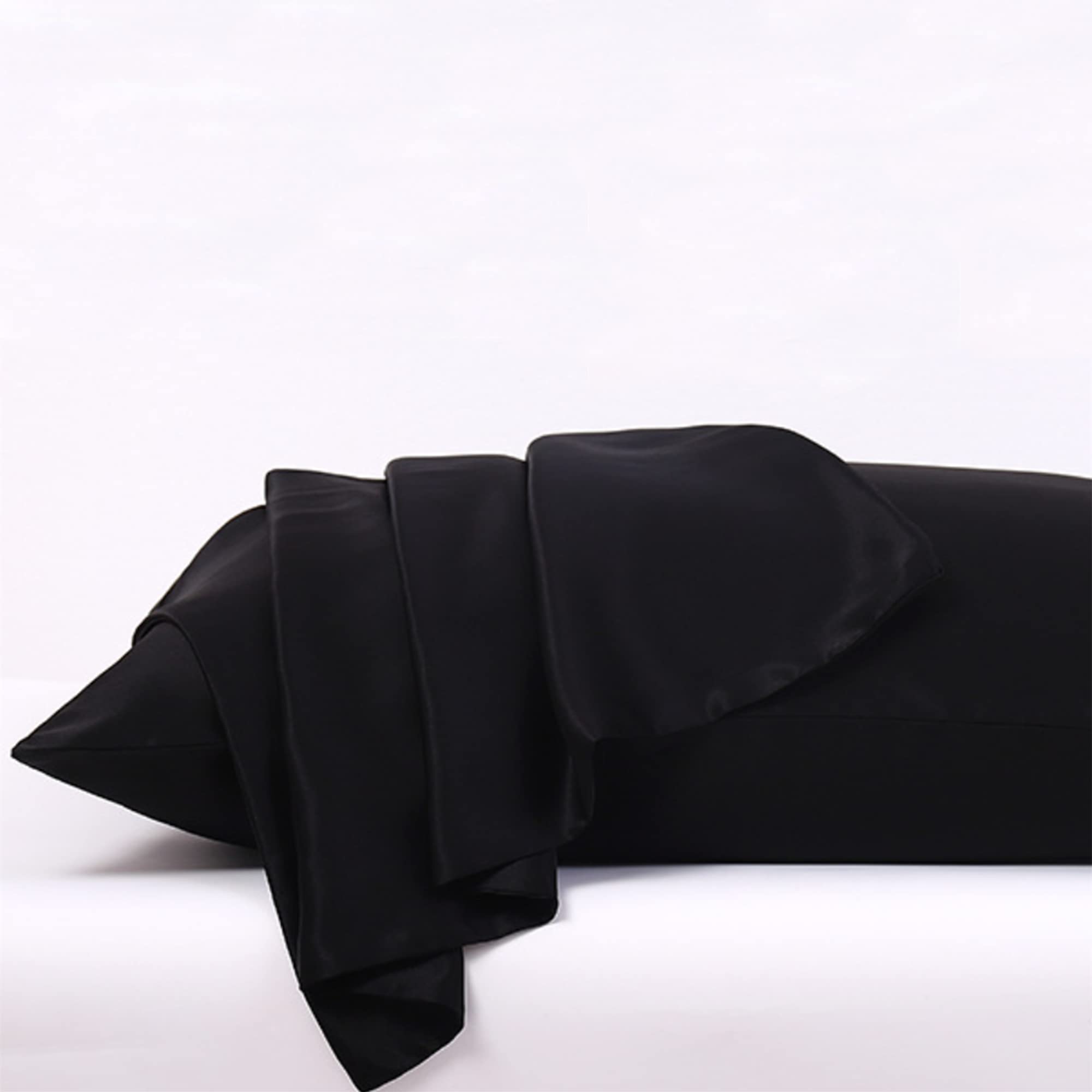 Organic Silk Pillowcase Black For Hair And Skin Made In Usa, 22 Momme Mulberry Silk Pillow Case With Zipper, 6A Grade Pure Natur