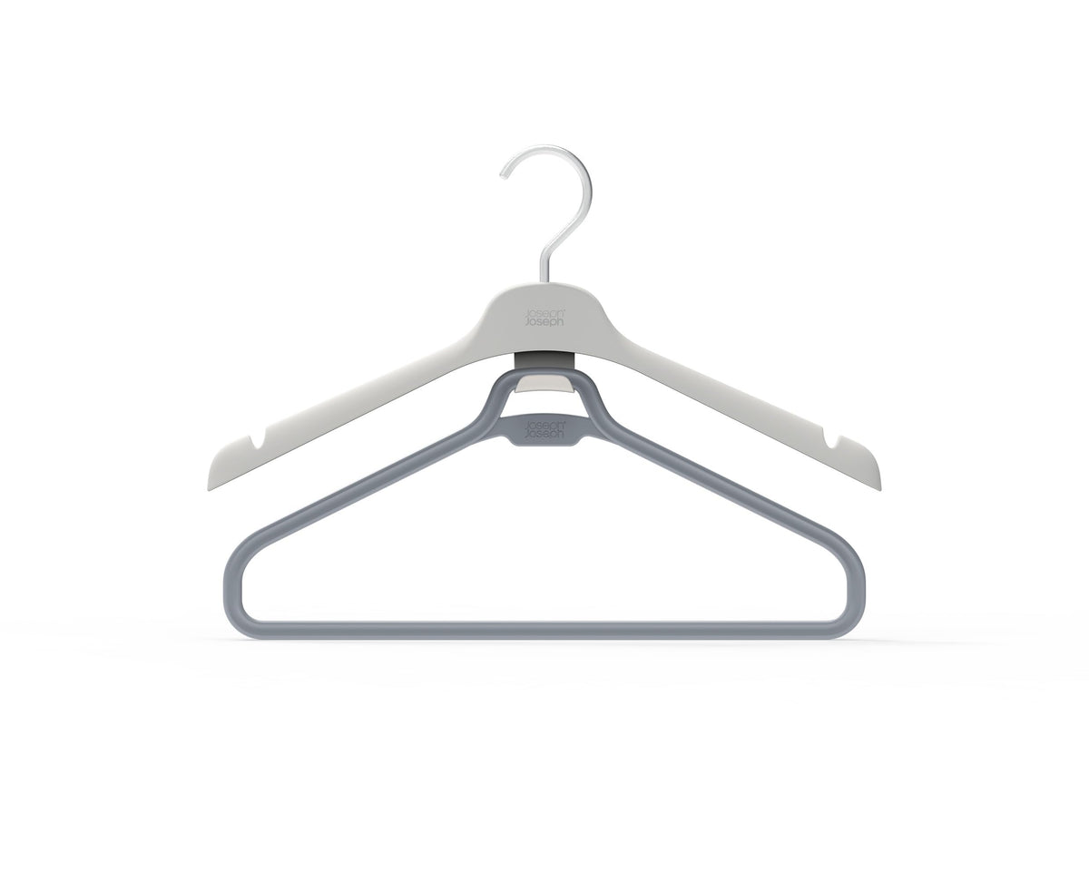 Joseph Joseph Orderly Set of 2 Long Garment Hangers, 2-Part Clothes Hanger for Dresses and Jumpsuits with Integrated Strap Hooks