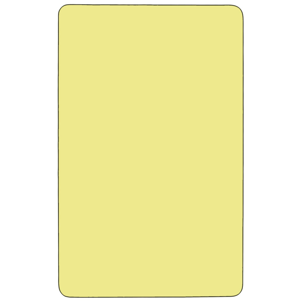 Flash Furniture Wren 24''W x 48''L Rectangular Yellow Thermal Laminate Activity Table - Height Adjustable Short Legs