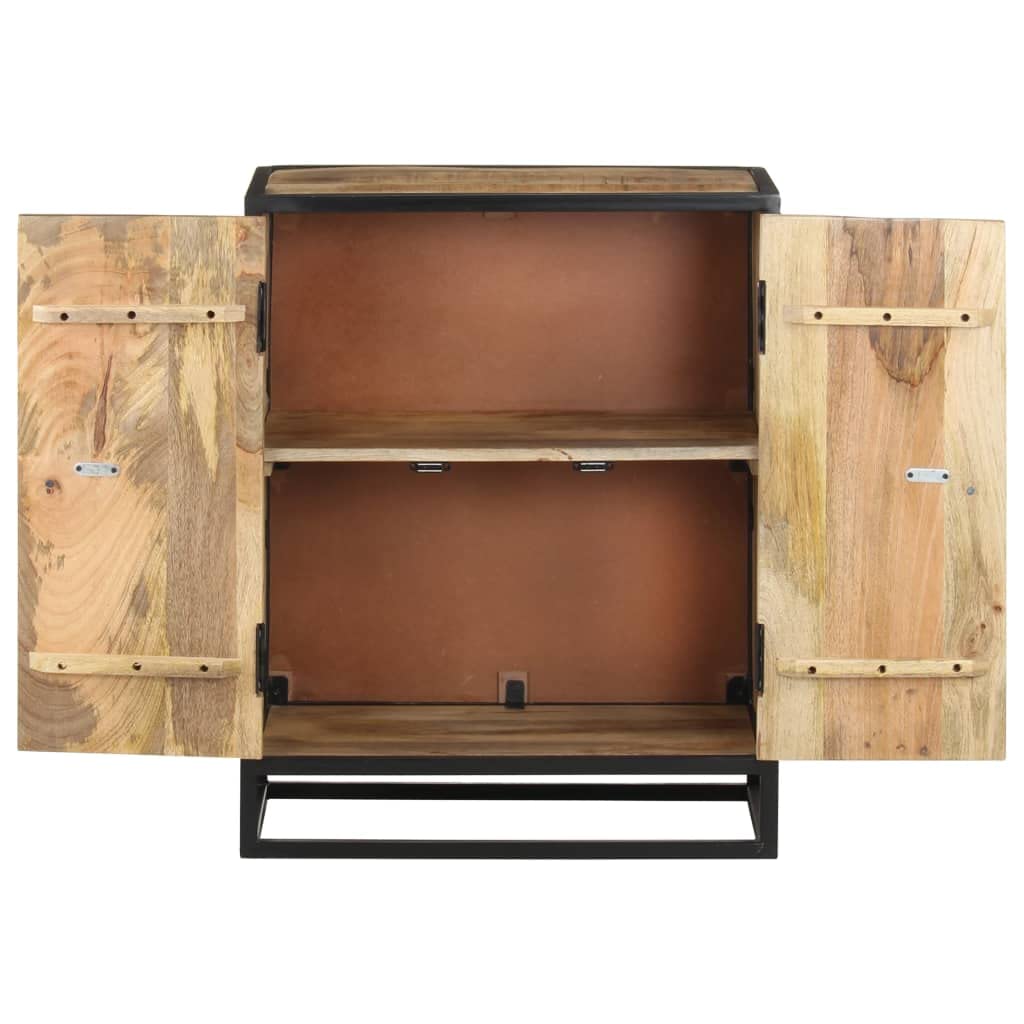 vidaXL Hand-Carved Wooden Sideboard - Solid Mango Wood with Natural Finish and Unique Charm - Ample Storage with 2 Doors