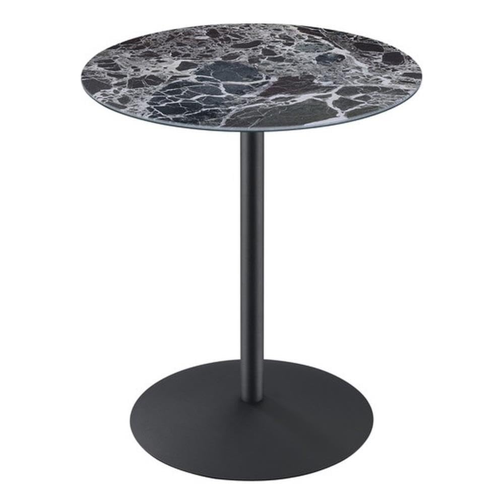 Lilola Home Circa End Table with Black Marble Textured Glass Top