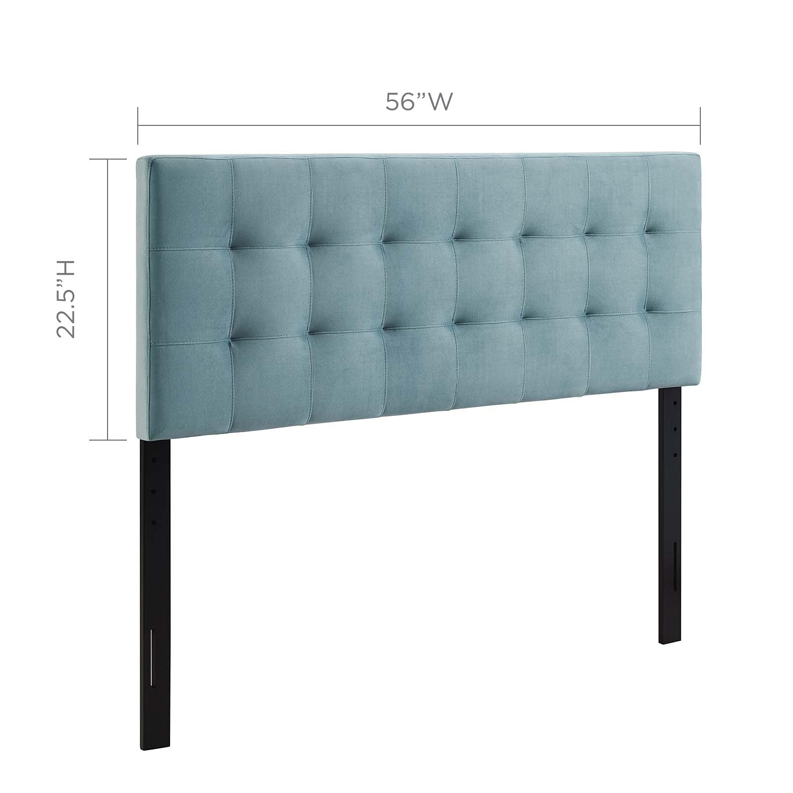 Modway Lily Biscuit Tufted Full Performance Velvet Headboard, Light Blue