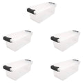HOMZ 5 Pack Small Clear Plastic Storage Bins with Latching Lids, 7.5 Quart, Gray