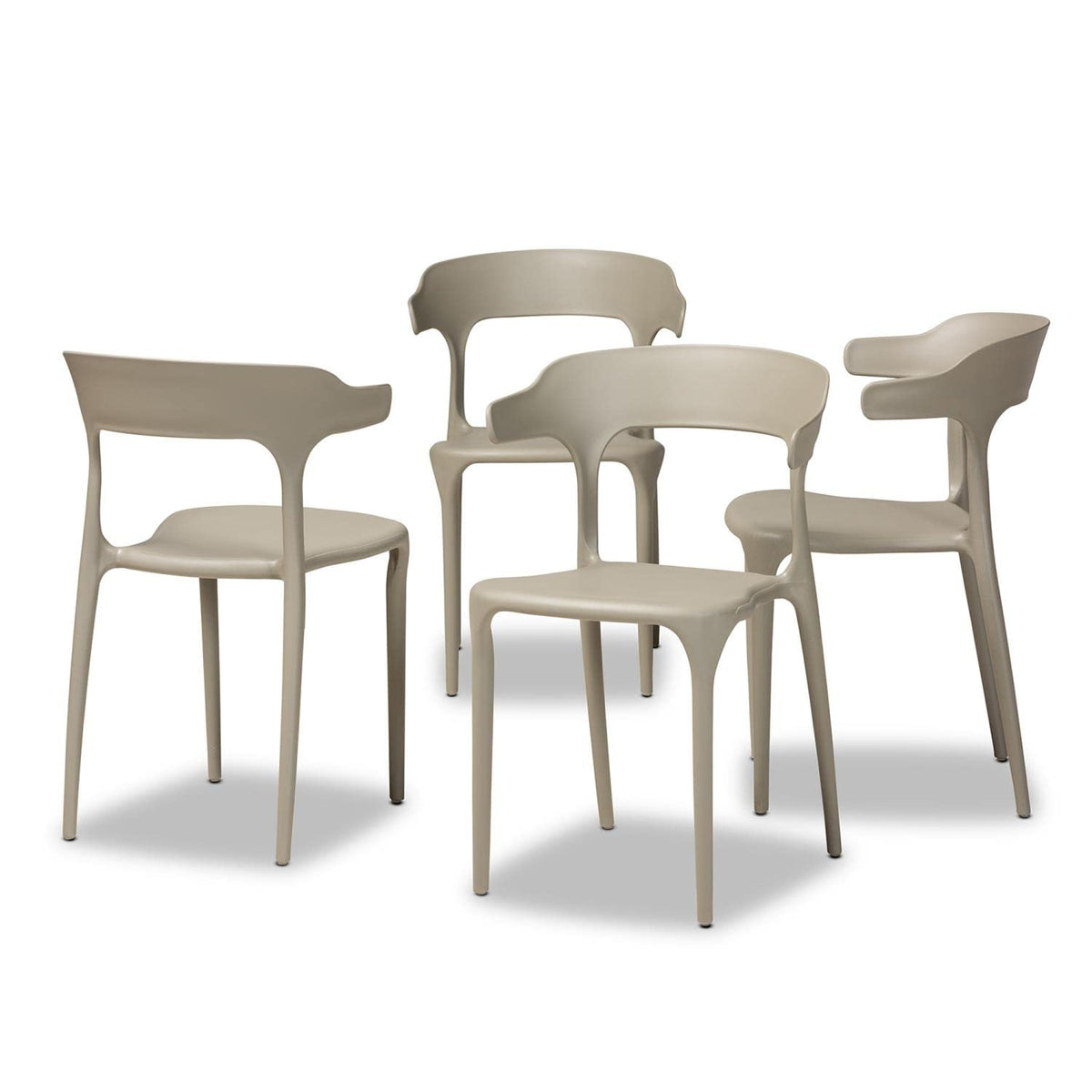 Baxton Studio Gould Modern Transtional Beige Plastic 4Piece Dining Chair Set