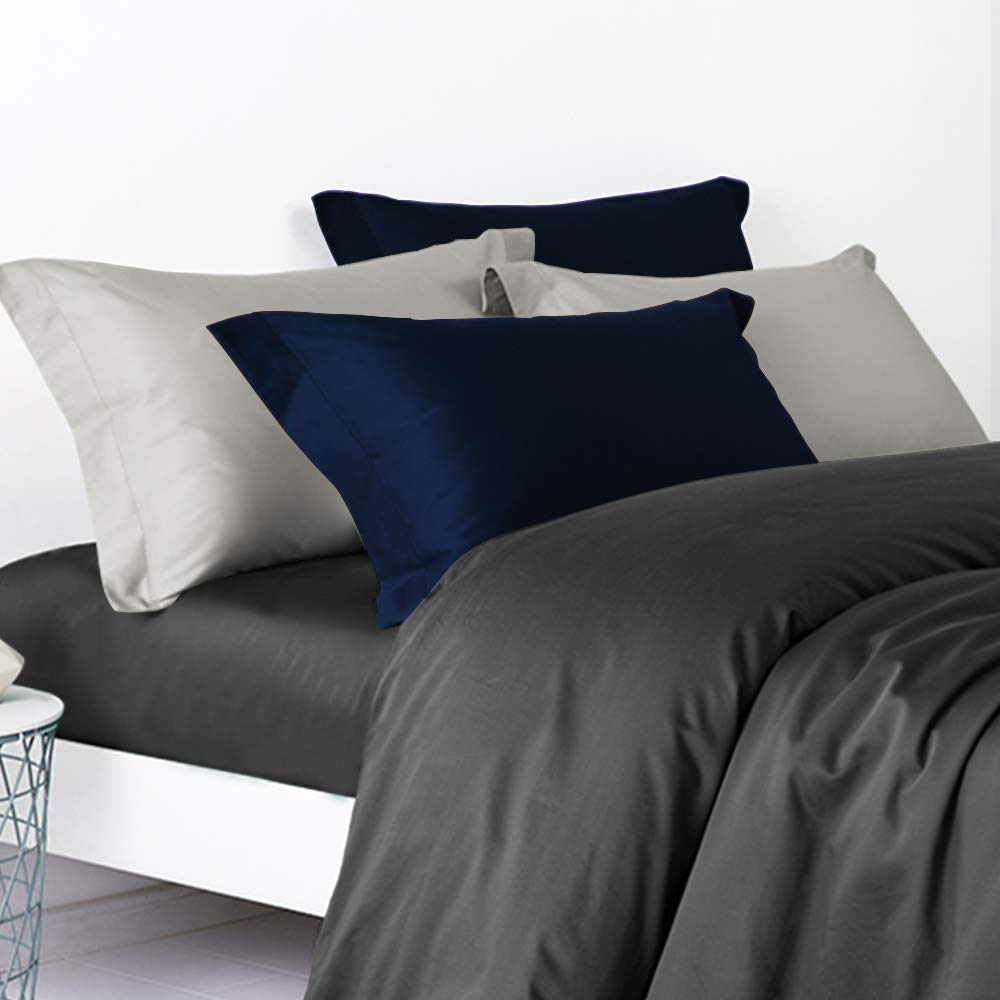 Ntbay 2 Pack 500 Thread Count 100% Egyptian Cotton Standard Pillow Shams, Super Soft And Breathable Oxford Pillowcases For Bed, 20X26 Inches, Black