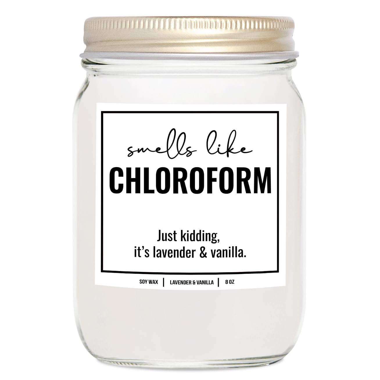 YouNique Designs Smells Like Chloroform Scented Candle, 8 Oz, True Crime Gifts for Women, Serial Killer Gifts for Women, Crime J