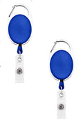 Fedus 2Pcs Id Badge Card Holder Oval Pulley Retractable Reel Blue