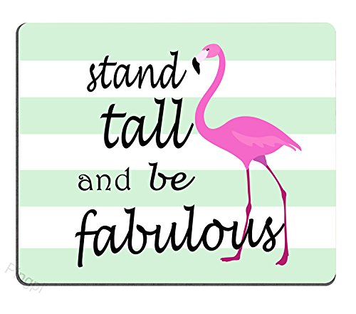 Pingpi Flamingo Quote Mouse Pad, Stand Tall & Be Fabulous, Personalized Design Non-Slip Rubber Mouse Pad