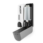 Duo Wall Mounted Shampoo Soap Shower Dispensers With 2X350Ml Refillable Bottles, White/Silver