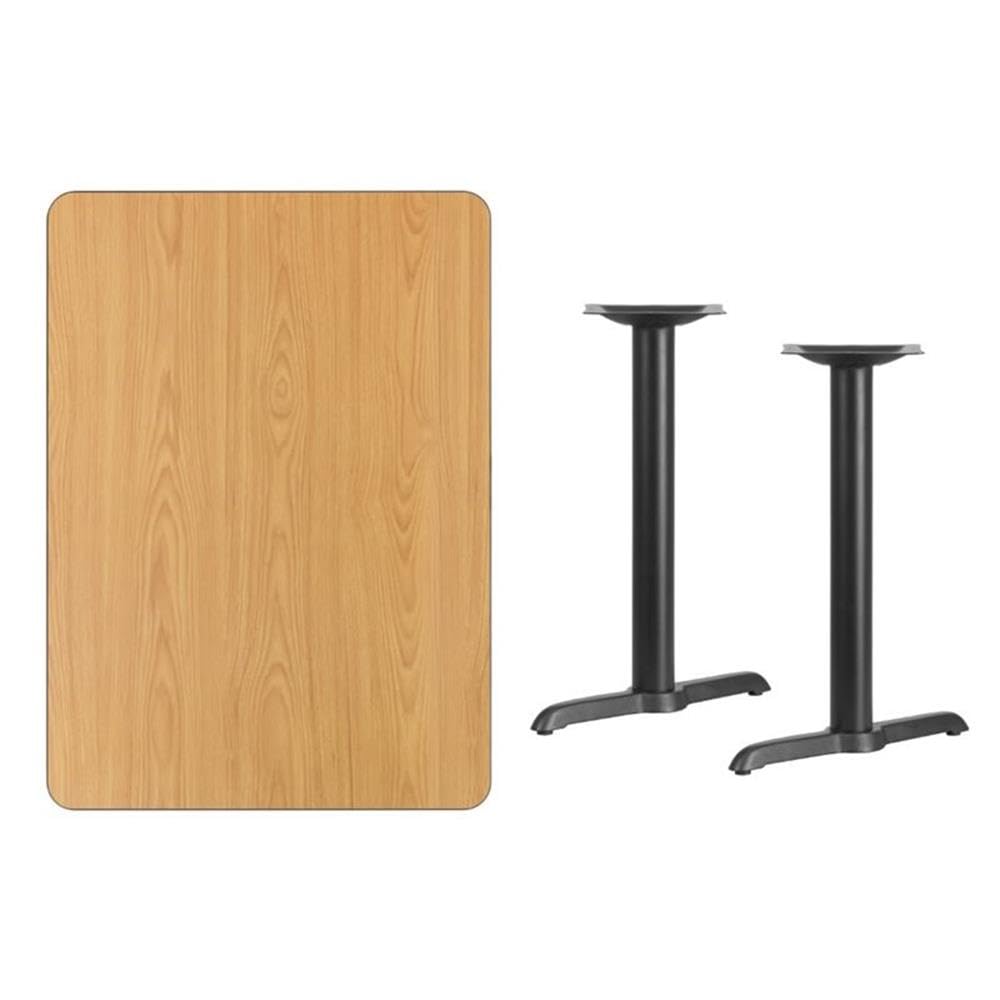 Flash Furniture Graniss 30'' X 42'' Rectangular Natural Laminate Table Top With 5'' X 22'' Table Height Bases