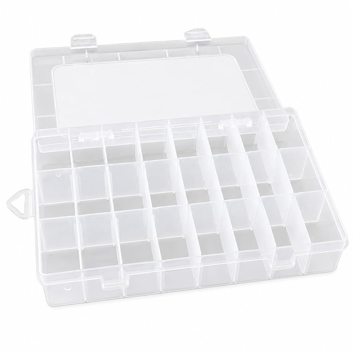 ELVORY 24 Grids Clear Plastic Organizer Jewelry Storage Box with Adjustable Dividers, Transparent Storage Organizer Box for Jewe
