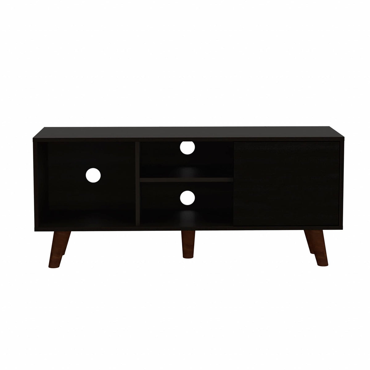 HomeRoots Particle Board Contemporary Black Wengue TV Stand