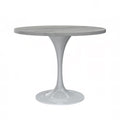 27 Round Dining Table, White Base with Laminated White Marbleized Top