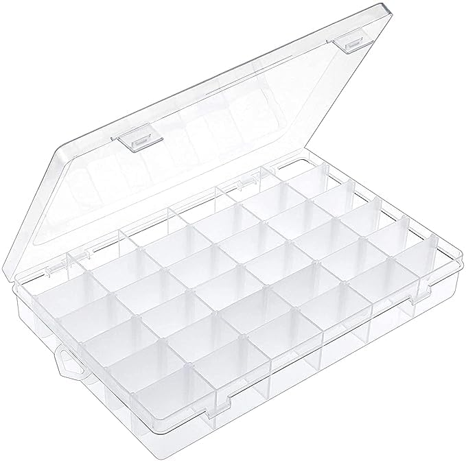 ApLiQ Rectangle Portable Transparent Plastic Detachable Storage 36 Grid with Adjustable Dividers Detachable Box Organizer Case f