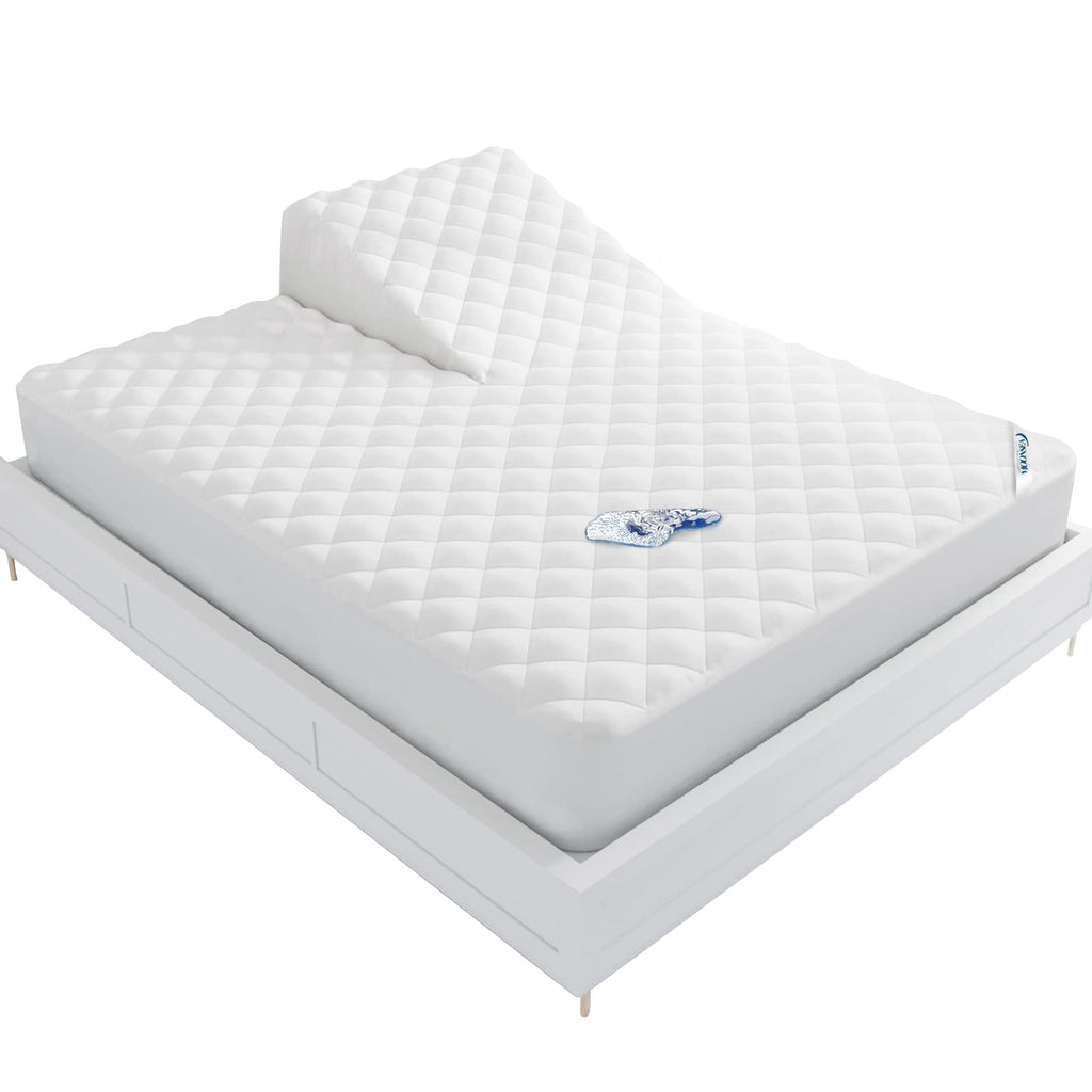Waterproof Split Top King Mattress Pad Protector For Adjustable Bed, 34' Top Split From Head, Noiseless, Soft Padded Matress Protector