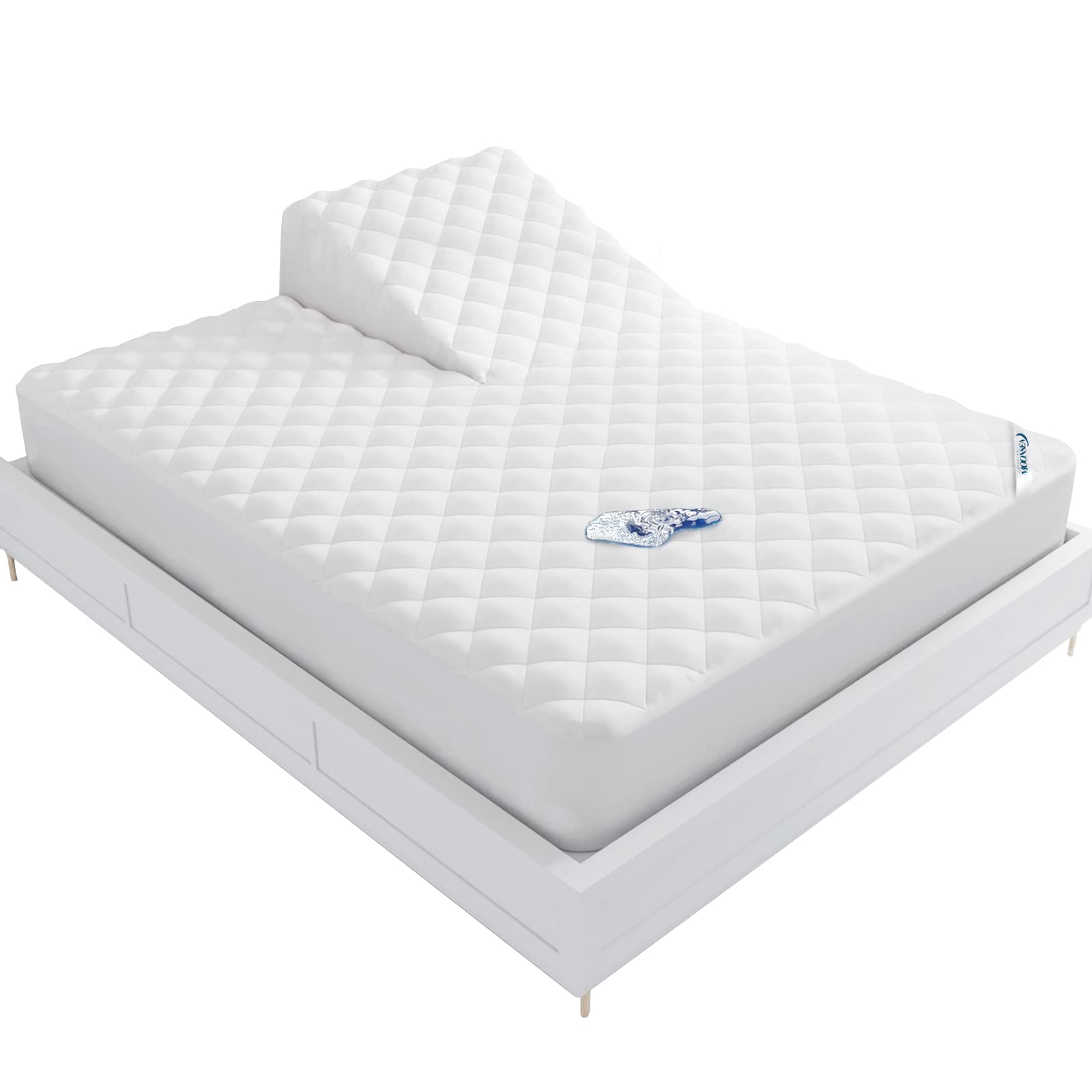 Waterproof Split Top King Mattress Pad Protector For Adjustable Bed, 34' Top Split From Head, Noiseless, Soft Padded Matress Protector