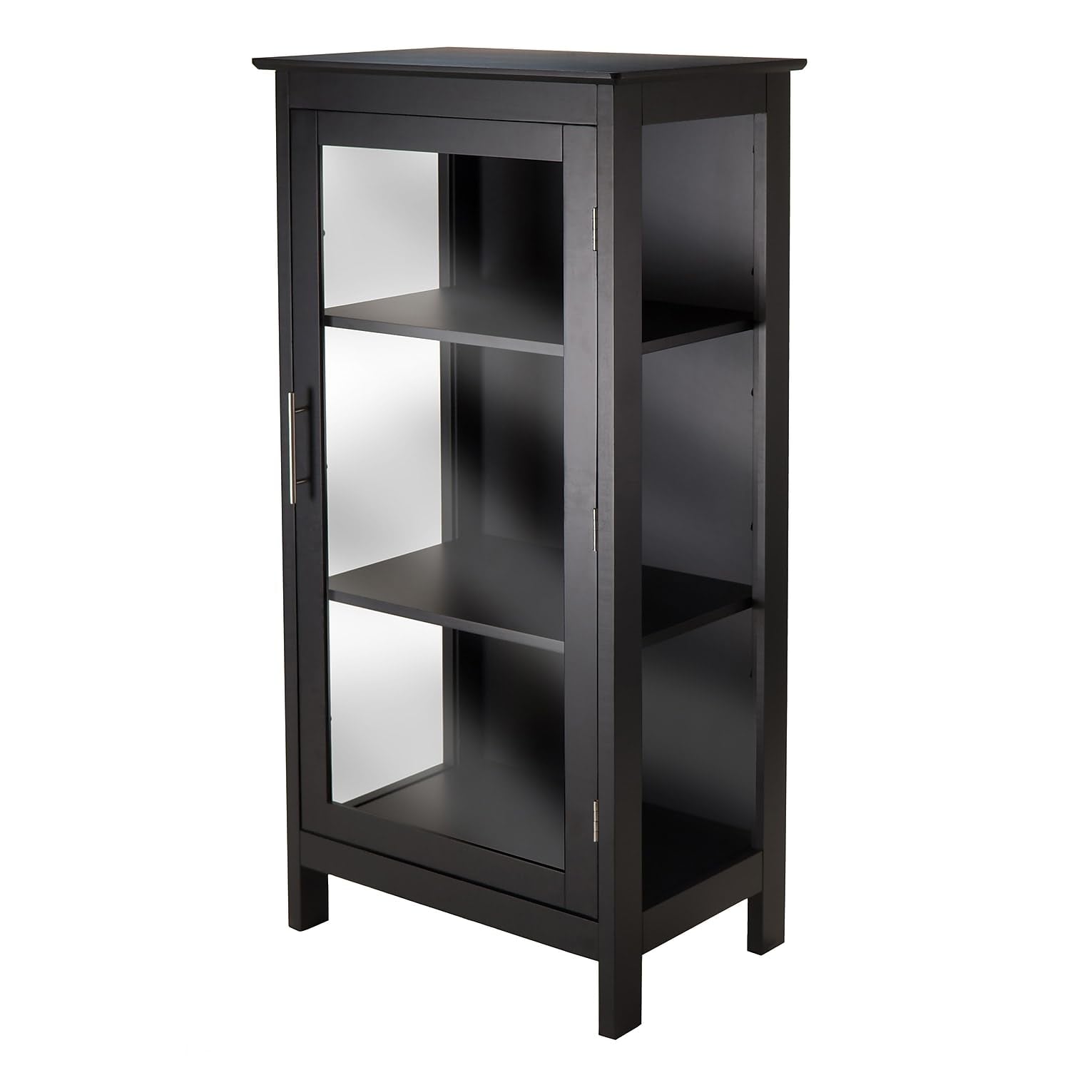 Winsome Poppy Display Cabinet with 3-Sided Tempered Glass, 47.2 H, Black (20523)