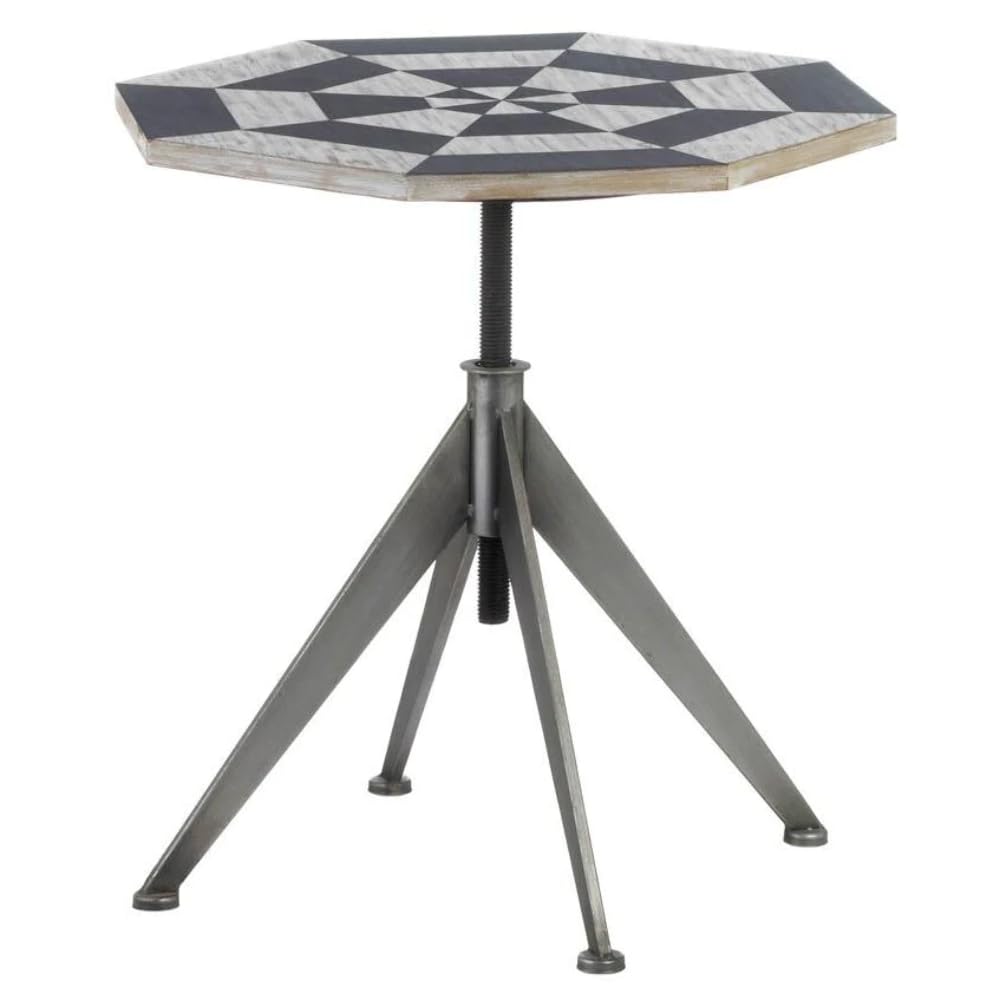Nikki Chu Black and White Checker Side Table