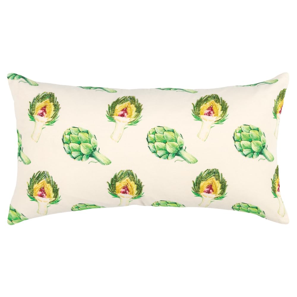 Rizzy Home 14" x 26" Down Filled Pillow with Cotton Duck Cover-Green