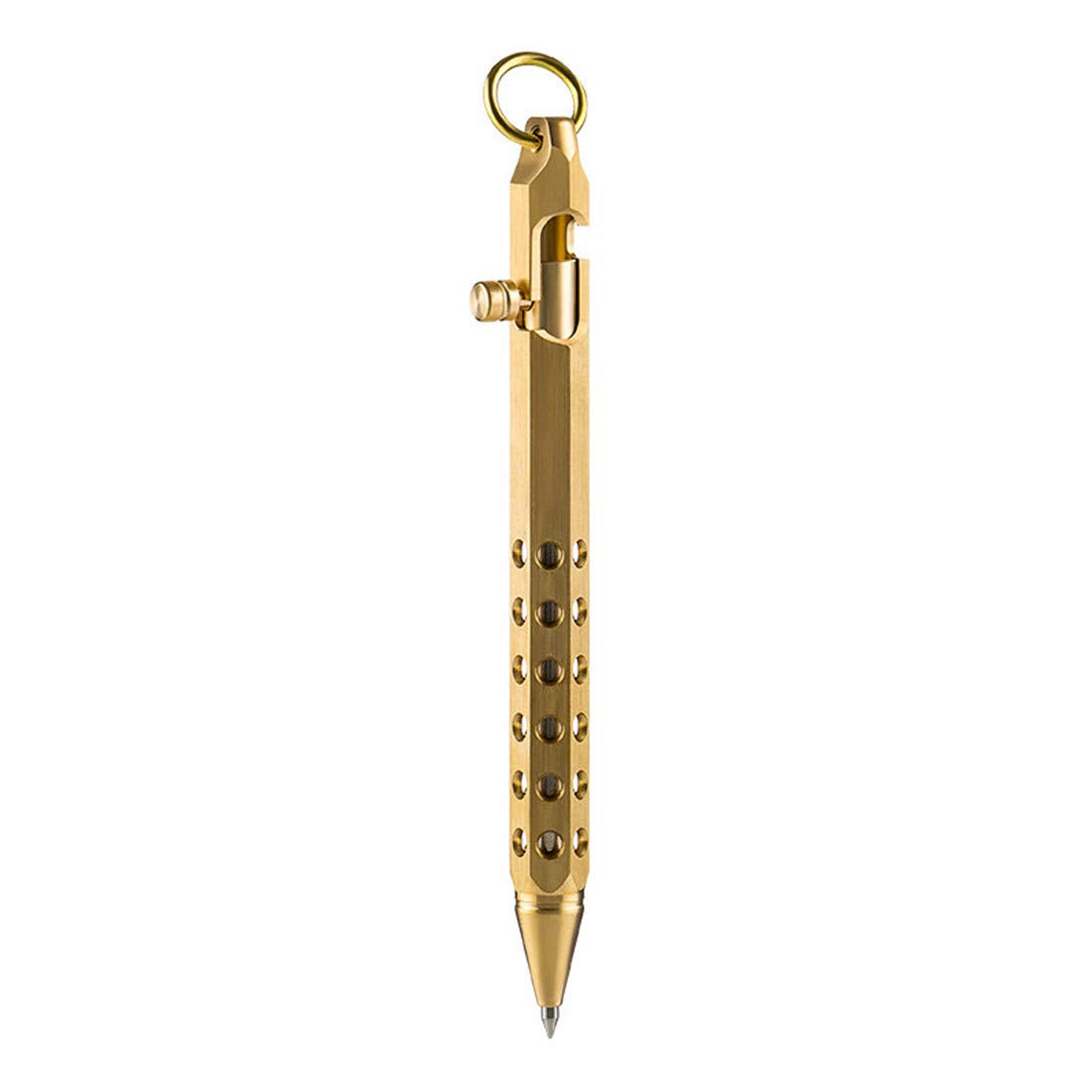 Szhoworld Creative Solid Brass Bolt Action Pen, Hexagonal Six Edge Handmade Pocket Pen Gift Pen For Edc (Brass)