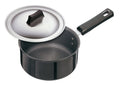 Hawkins Futura 2.25 Litre Saucepan, Hard Anodised Sauce Pan with Stainless Steel Lid, Cooking Pot with Long Handle, Black (AS225