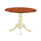 East West Furniture DLDO3-BMK-W Dublin 3 Piece Room Furniture Set Contains a Round Kitchen Table with Dropleaf and 2 Dining Chairs, 42x42 Inch, Buttermilk & Cherry