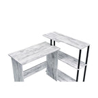 Acme Ievi Wooden Top Writing Desk with Bookcase in Antique White and Black