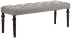 Leviton Fabric Tufted Turned Leg Dining Bench, Gray