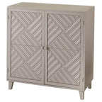 2-Door Cabinet With Chevron Design - Gray