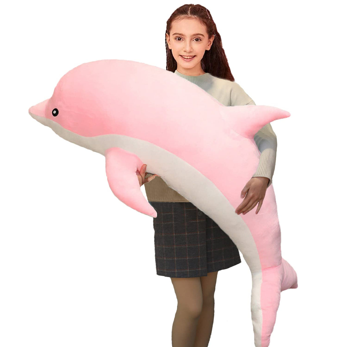 Dolphin Stuffed Animals Plush Pillow Super Soft Sea Animal Plush Toys Dolls for Boys Girls Sleeping Cushion Gift (70cm/27.55in, 