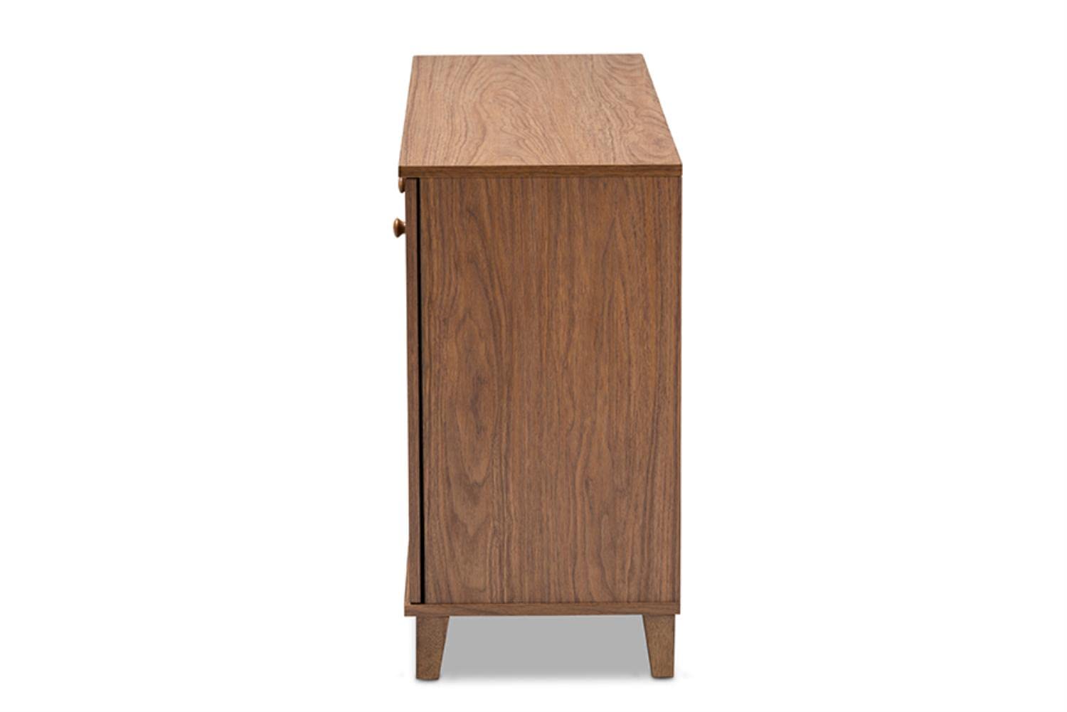 Baxton Studio Coolidge Contemporary Wood 8-Shelf Shoe Cabinet In Walnut Brown