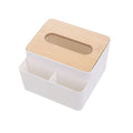 SHREESHANN Tissue Box Holder with Compartment  Bamboo Cover Plastic Tissue Box, Multipurpose Tissue Paper Box, Napkin Holder fo