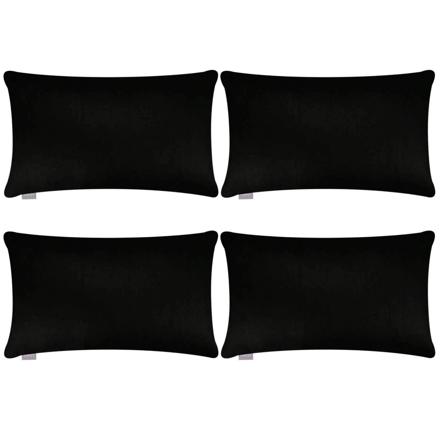 Thmyo 4-Pack 100% Cotton Lumbar Comfortable Solid Decorative Throw Pillow Case Rectangle Cushion Cover Sublimation Blank Pillow 