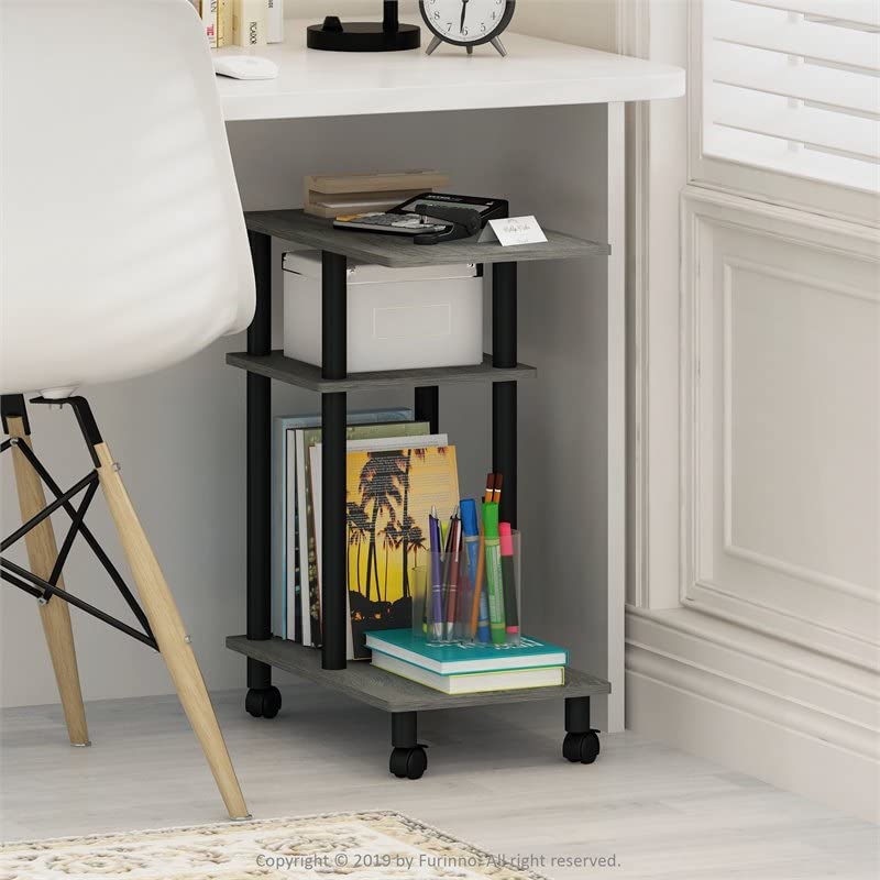 Furinno Turn-N-Tube 5-Tier Multipurpose Shelf / Display Rack / Storage Shelf / Bookshelf, Square Tubes, Light Cherry/Black