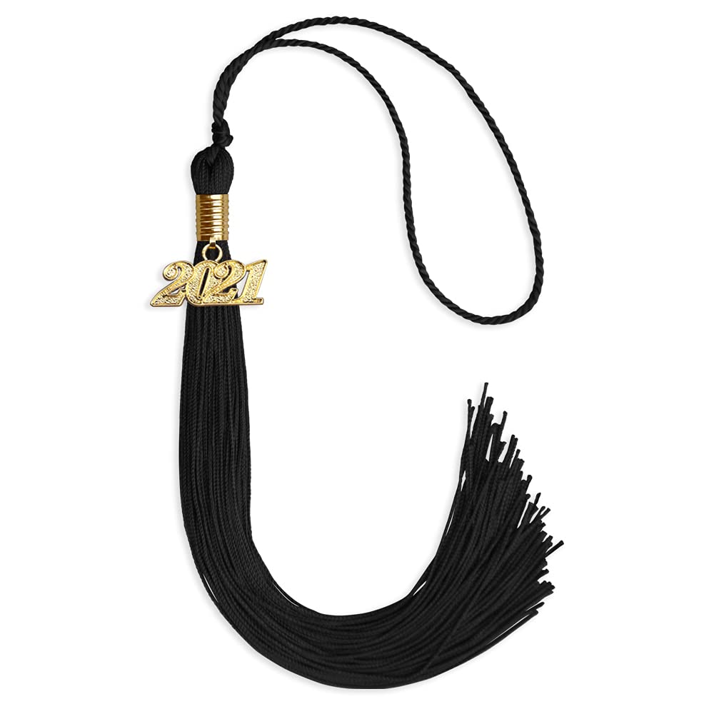 Endea Graduation Single Color Tassel with Gold Date Drop (Black, 2021)