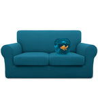 Easy-Going 100% Dual Waterproof 3 Pieces Loveseat Cover Stretch Soft Couch Cover For Dogs, Sofa Slipcover For 2 Separate Cushion Couch Leakproof Furniture Protector For Kids, Pets Peacock Blue