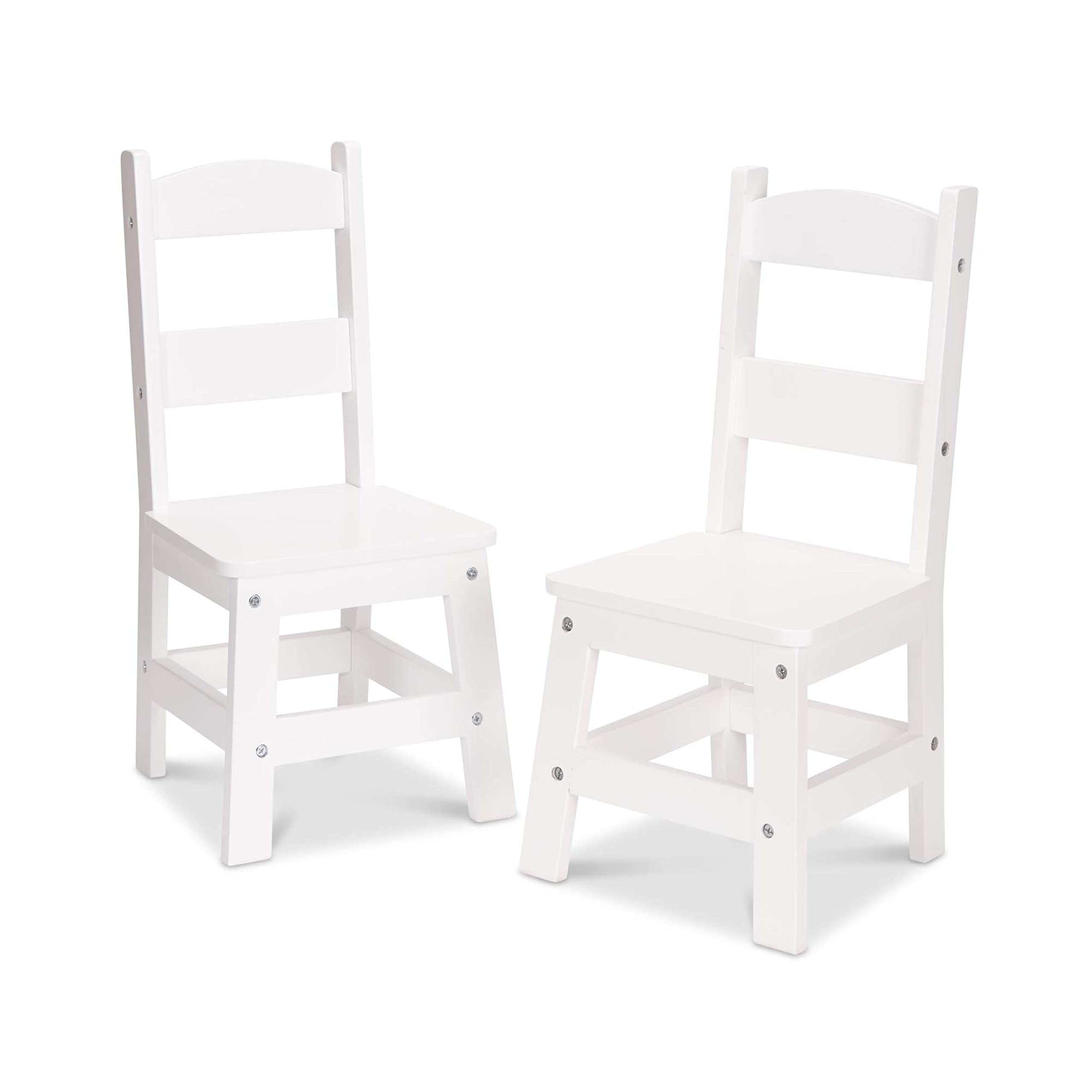 Melissa & Doug Wooden Chairs, Set of 2 - White Furniture for Playroom - Kids Play Chairs, Toddler Activity Chairs, Childrens F