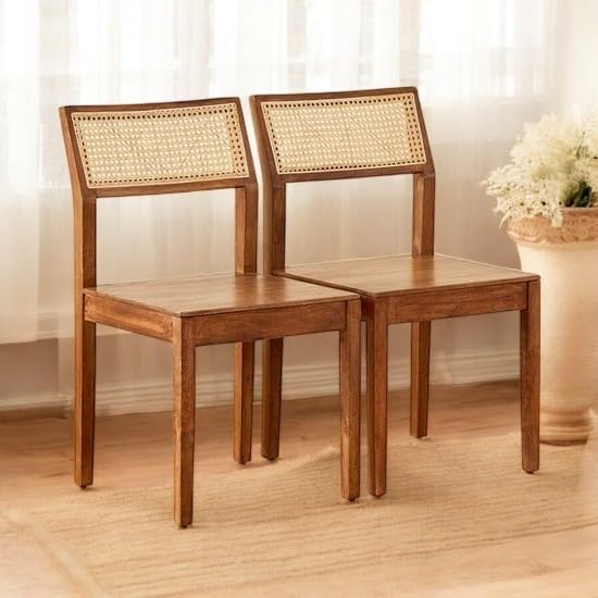 X Went Furniture Solid Sheesham Wooden Cane Chair Connection Terra Brown Sheesham Wood Dining Chair Set Off 2 (Honet Finish Top)