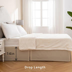 Miye Pleated Waffle Weave Bed Skirt, Tailored Dust Ruffle 14 Inch Drop Easy Fit, Machine Washable (Cream, Full - 14'' Drop)