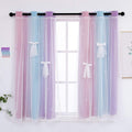 Yancorp Curtains For Girls Bedroom Kids Room Curtain 42 Inches Length Girls Curtain For Girls Bedroom Playroom Nursery Room Decor,1 Panel (Pink Purple, W34 X L42)