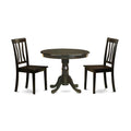 East West Furniture ANTI3-CAP-W 3 Piece Dining Set Contains a Round Kitchen Table with Pedestal and 2 Dining Chairs, 36x36 Inch, Cappuccino