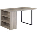 Acme Patwin Wooden Dining Table with Storage Base in Gray Oak and Black