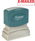 Xstamper 1650 E-Mailed With Space For Initial Or Date, Pre Inked Laser Engraved Rubber Stamp, Red Ink, Impression Size: 1/2' X