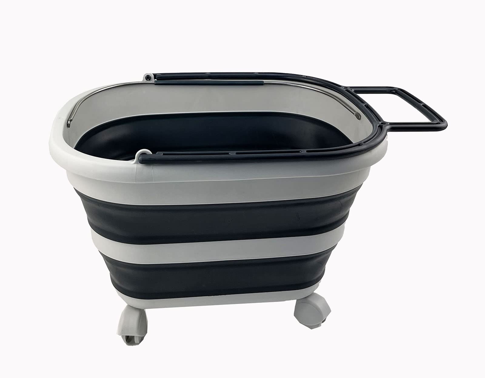 SAMMART 17L (4.5 Gallons) Collapsible Plastic Laundry Basket with Handle & Wheels-Foldable Pop Up Storage Container/Organizer wi