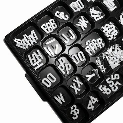 Universal Single Tab Helvetica Typeface Changeable Letters (165 Characters Per Set) Size: 1'
