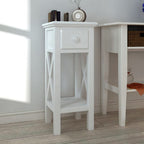 vidaXL Side Table Drawer White Bedroom Bedside Table Nightstand